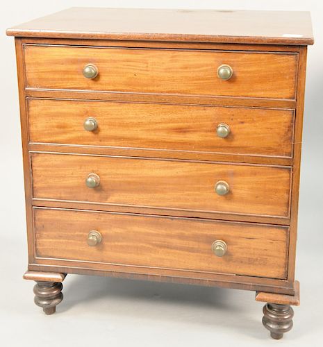 Diminutive mahogany chest. ht. 28 1/2 in., wd. 26 in., dp. 18 in.