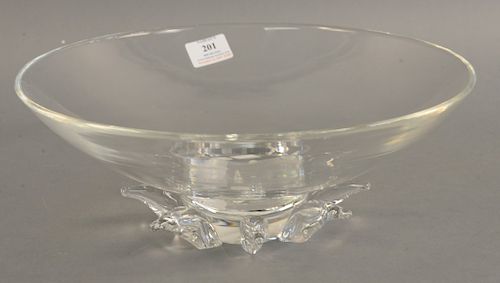 Large Steuben crystal peony bowl, signed Steuben, dia. 13 in.