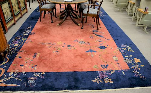 Chinese Art Deco Oriental carpet (slight wear), 10' x 19'.