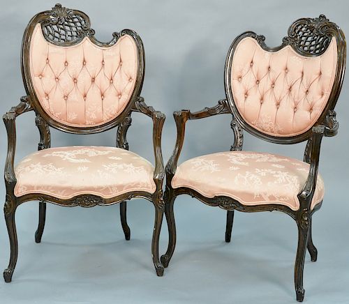 Pair of mahogany occasional armchairs.