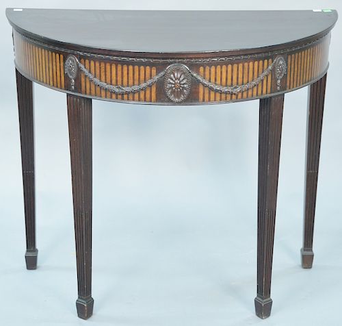 Adams style demilune table. ht. 31 in., dp. 18 in.