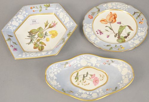 Nineteen piece lot to include early English spode dessert set with painted flowers.