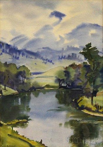 Agnes Anne Abbot (American, 1897-1992)      Summer Pond and Hills.