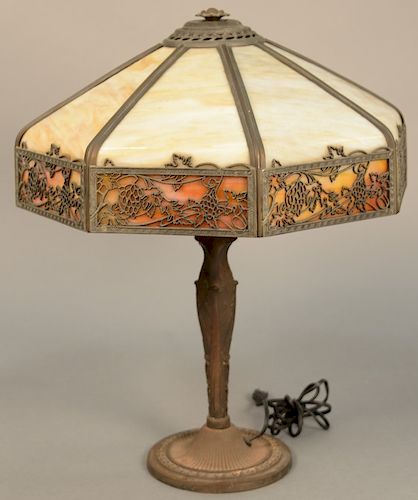 Victorian slag glass table lamp. ht. 22 in.