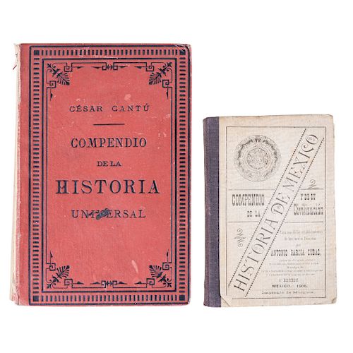 LOTE DE LIBROS: Compendio de la Historia de México y su Civilización / Compendio de Historia Universal.  México / París: 1906 - 1888.