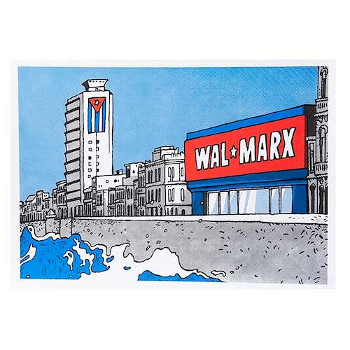 Arístides Hernández. Wal-Marx. Firmado Ares. Serigrafía 23/50. Con sello de agua de SDA CUSA. Sin enmarcar. 50 x 70 cm.