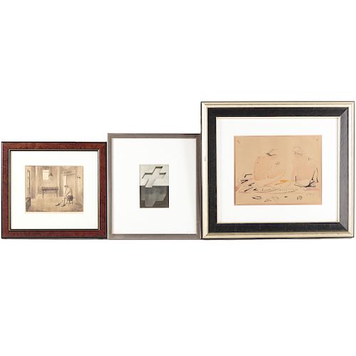 Lot of Three Framed Works on Paper
