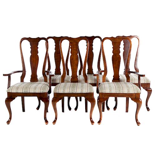 Six Queen Anne Style Cherry Dining Chairs