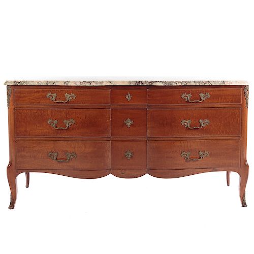 French Provincial Style Marble Top Double Dresser