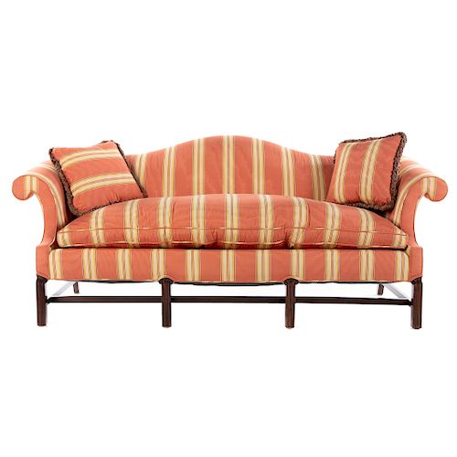 Chippendale Style Mahogany Upholstered Sofa