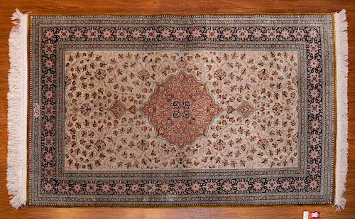 Fine Silk Qum Rug, Persia, 3.5 x 5.1