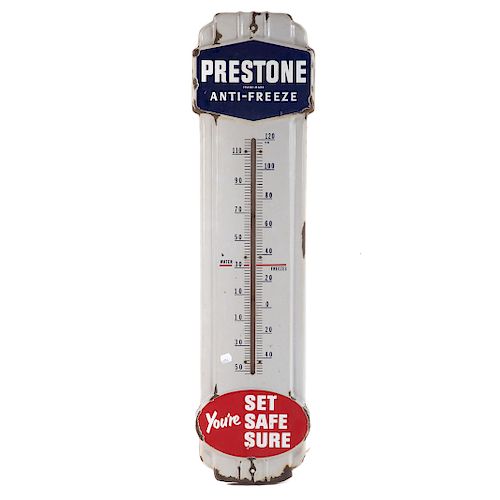 Vintage Prestone Enameled Metal Thermometer