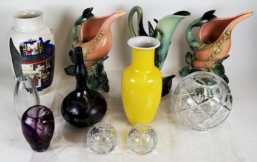 11 Various Vessels: Porcelain, Ceramic, Crystal