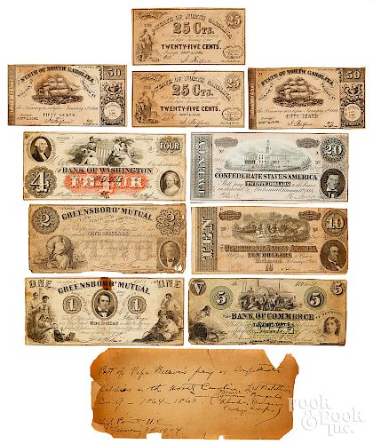 Group of Confederate Civil War money