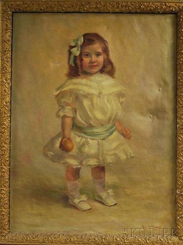 George Henry Taggart (American, 1865-1924)      Girl in a White Dress Holding an Orange.