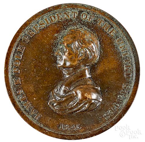 James Polk bronze Indian Peace Medal, dated 1845