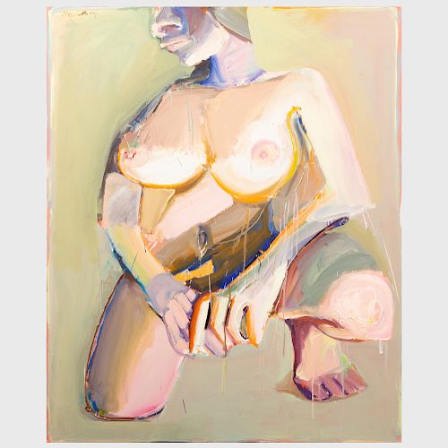Richard Hickam (b. 1944): Squatting Nude