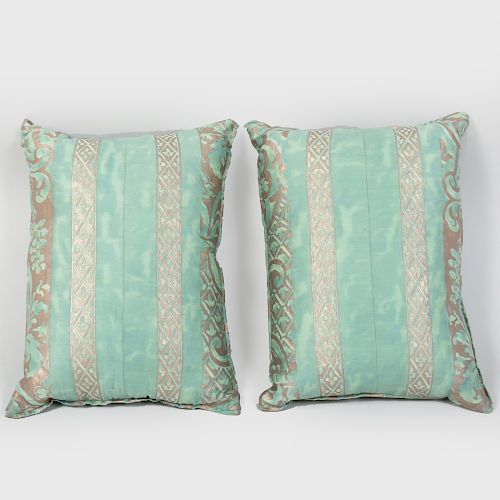 Pair of Aqua Green Fortuny Pillows