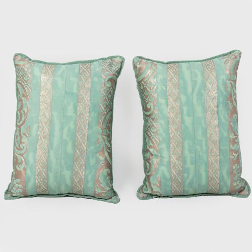 Pair Aqua Green Fortuny Pillows