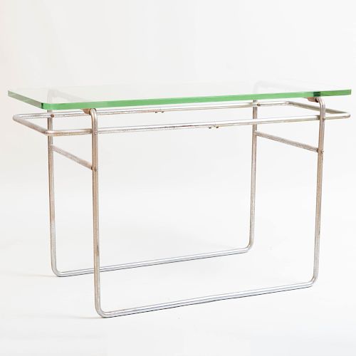 Tubular Steel and Glass Console Table