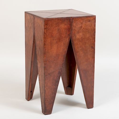 Leather Mounted Side Table, of Recent Manufacture