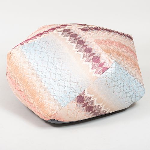 Missoni Home Tbilisi Diamante Pouf in a 'Blue and Pink Wave' Pattern