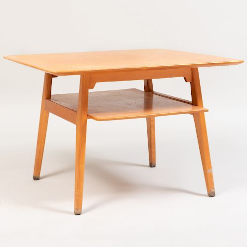 Robsjohn-Gibbings Style Birch Two-Tiered Low Table