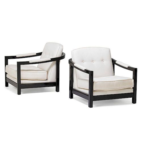 STYLE OF BILLY HAINES Pair of low lounge chairs