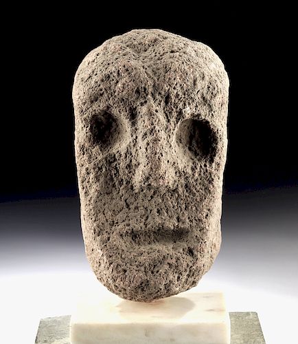 Maya Carved Basalt Mask, Skull-Like Appearance
