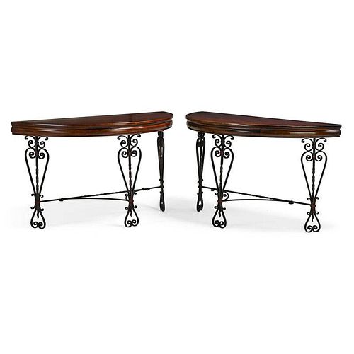 FRENCH Pair of demilune tables