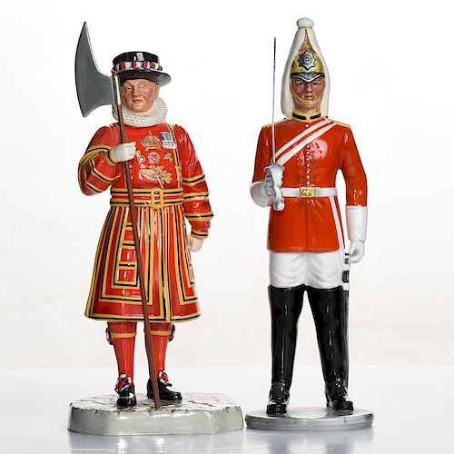 2 ROYAL DOULTON FIGURINES; BEEFEATER, THE LIFEGUARD.