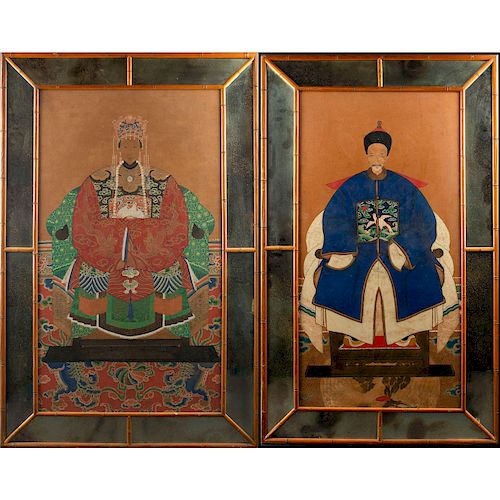PAIR OF IMPERIAL CHINESE STYLE MIRRORED WALL HANGINGS