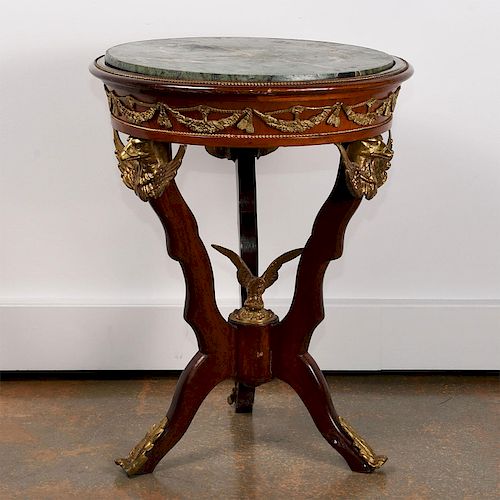 FEDERAL STYLE ACCENT TABLE WITH GREEN MARBLE TOP