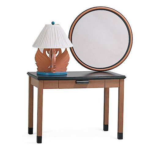 MICHAEL GRAVES Desk, table lamp, and mirror