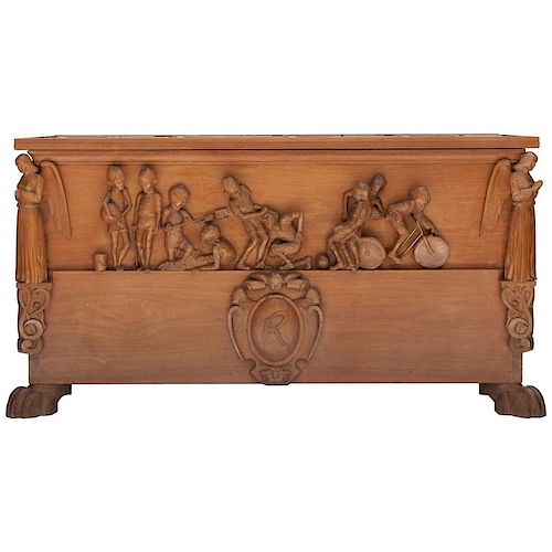 Wood Hand Carved Toy Box