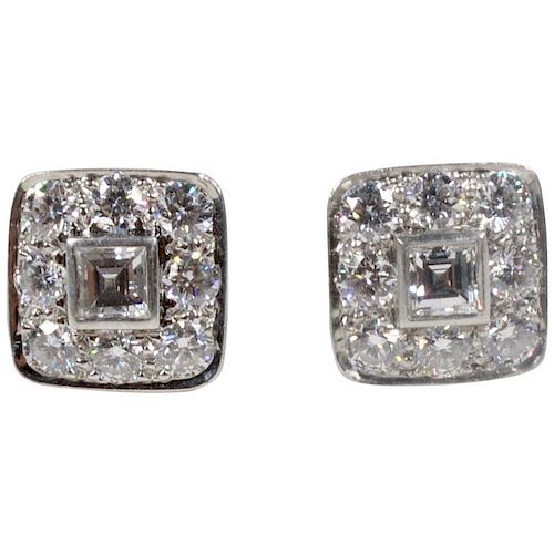 Tiffany & Co. Platinum and Diamond Earrings 2.4 Carats