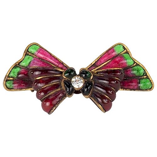 Chanel Couture Gripoix Poured Glass Bow Brooch