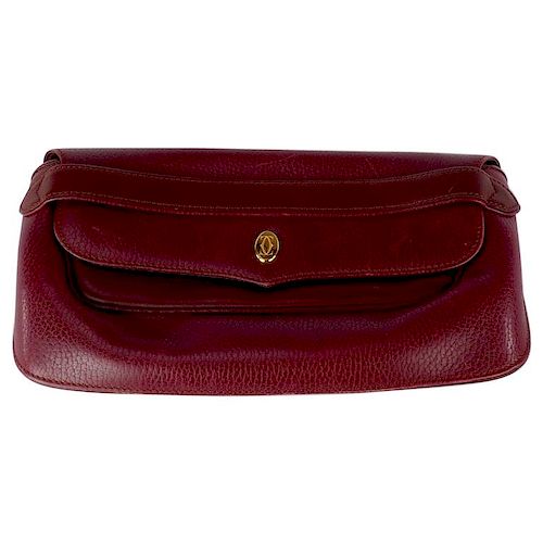 Cartier Red Bordeaux Leather Must de Cartier Clutch Bag