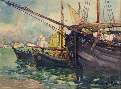 John Wesley Cotton (American, 1868-1931)      Venice Harbor Scene.