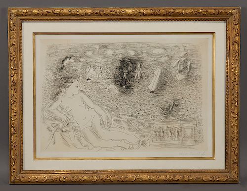Raoul Dufy "Balcon sur la mer" etching.