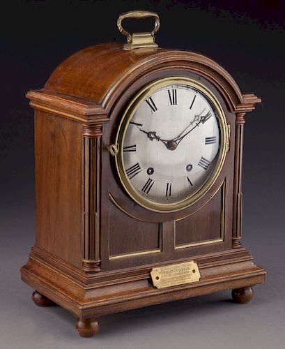 Winterhalder & Hofmeier mahogany bracket clock,