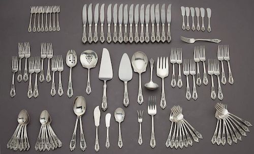(170) Pcs. Wallace Rose Point sterling flatware,