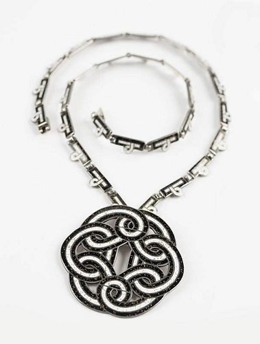 An enamel pendant and necklace, Margot de Taxco