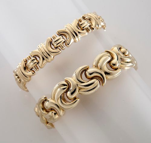 (2) Italian 14K gold link bracelets.