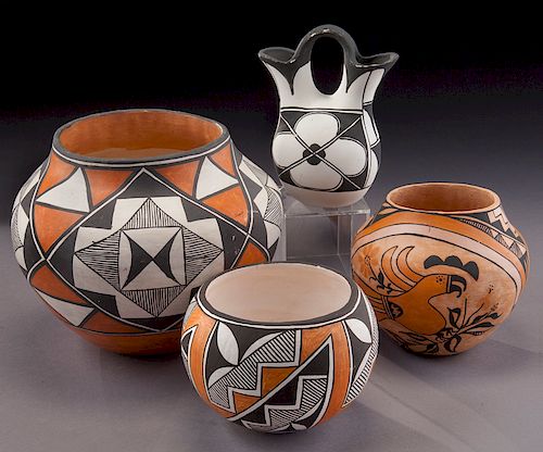 (4) Pcs. Native New Mexican polychrome pottery,