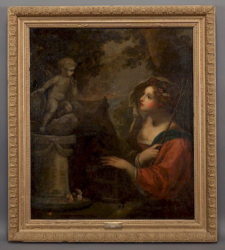 Attributed to Joseph Marie Vien "Dame In Amor" oil