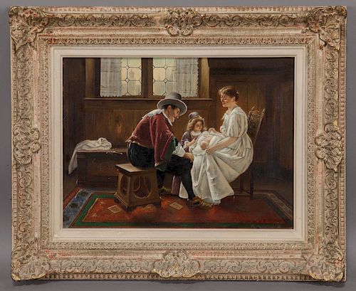 19th C. "Untitled (The young family)" oil