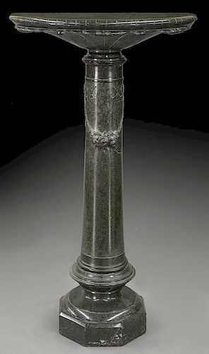 Green marble display pedestal with