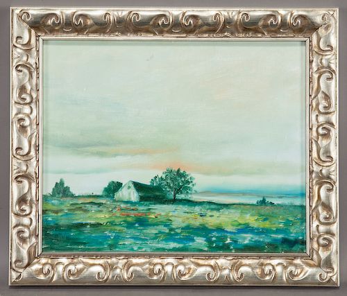 Dorothy Kizer "Untitled (Farm at dusk)" oil