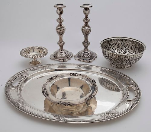 (4) Sterling silver serving pieces,